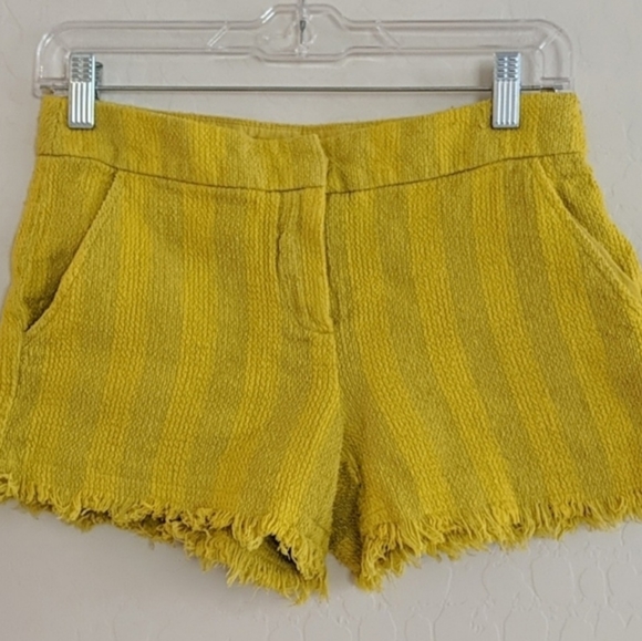 Trina Turk Yellow Corbin Fringe Shorts - Size 2 - Picture 2 of 3
